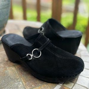 Black suede clog